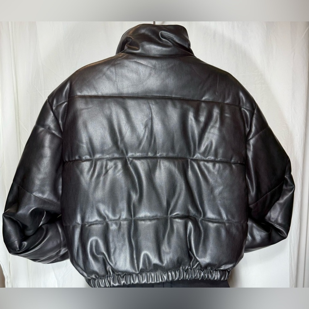 ZARA Faux Leather Puffer Jacket - Picture 4 of 10
